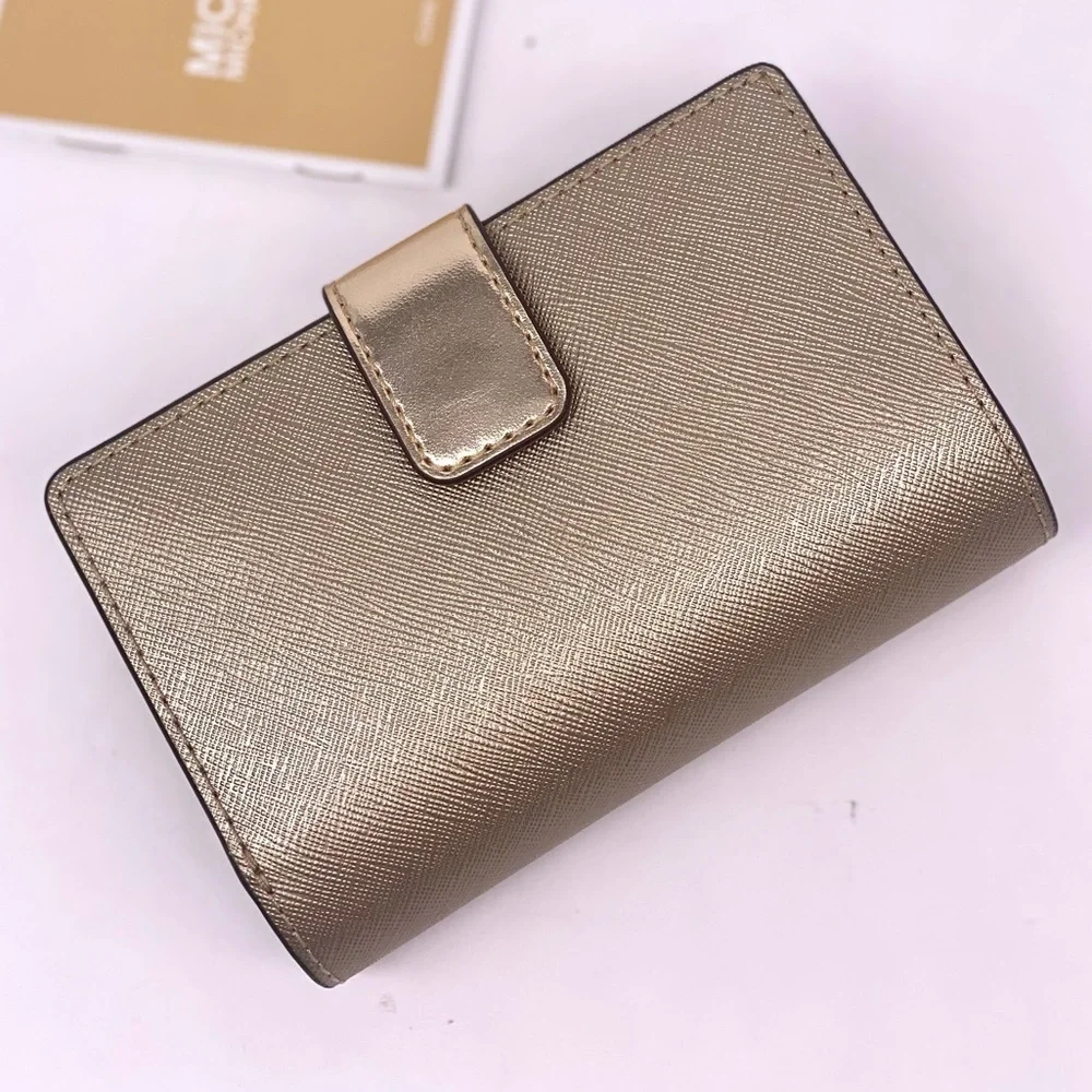 Michael Kors Gold Bifold Medium Wallet Pale Gold